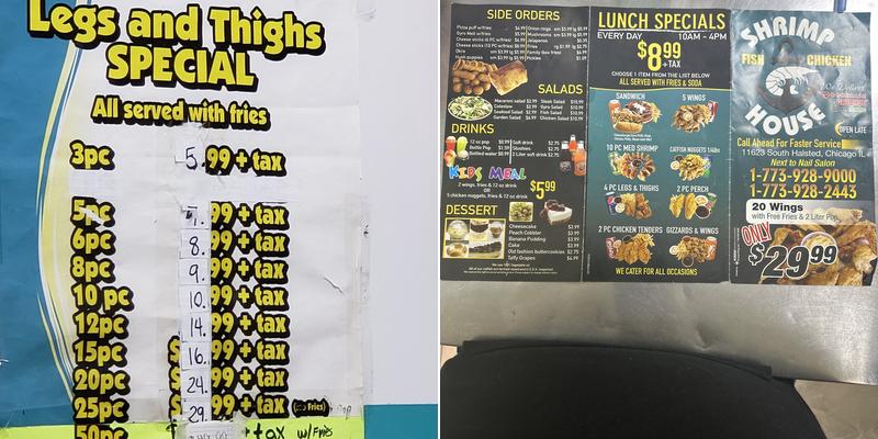 Shrimp house Fish & Chicken Menu