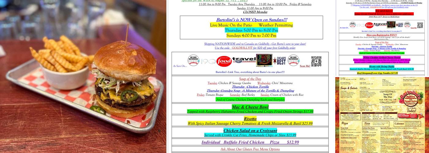 Bartolini's Restaurant Menu