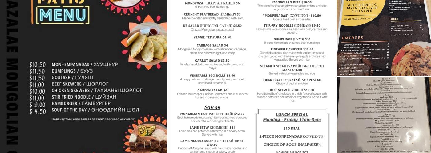 Mazalae Mongolian Restaurant Menu