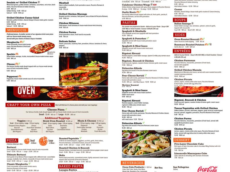 Bertucci's Italian Restaurant Menu