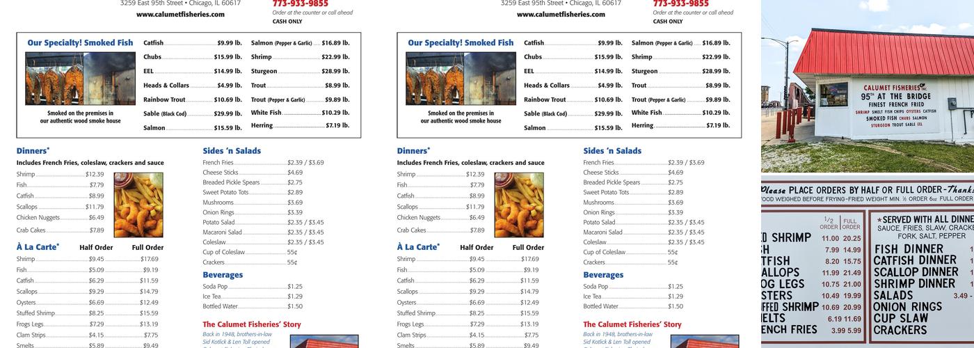 Calumet Fisheries Menu