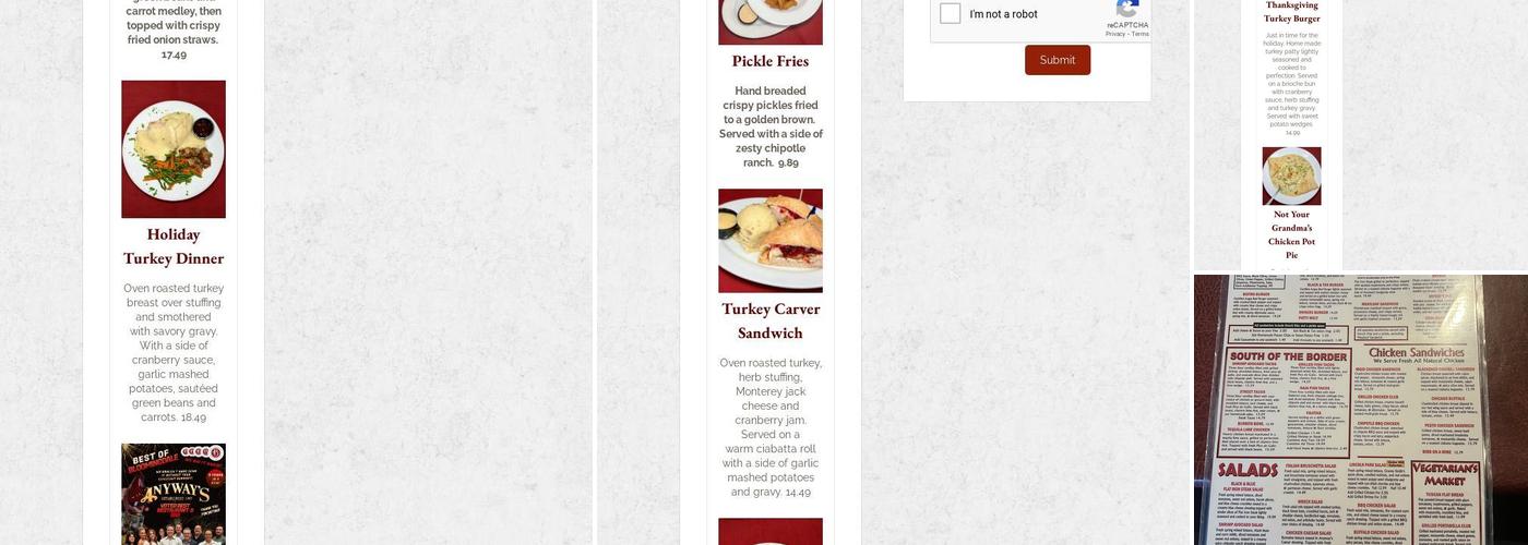 ANYWAY'S PUB - Oakbrook Terrace Menu