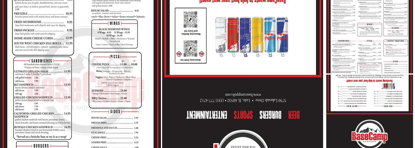 BaseCamp Pub Menu
