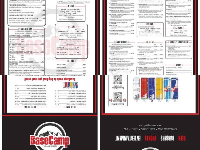 BaseCamp Pub Menu