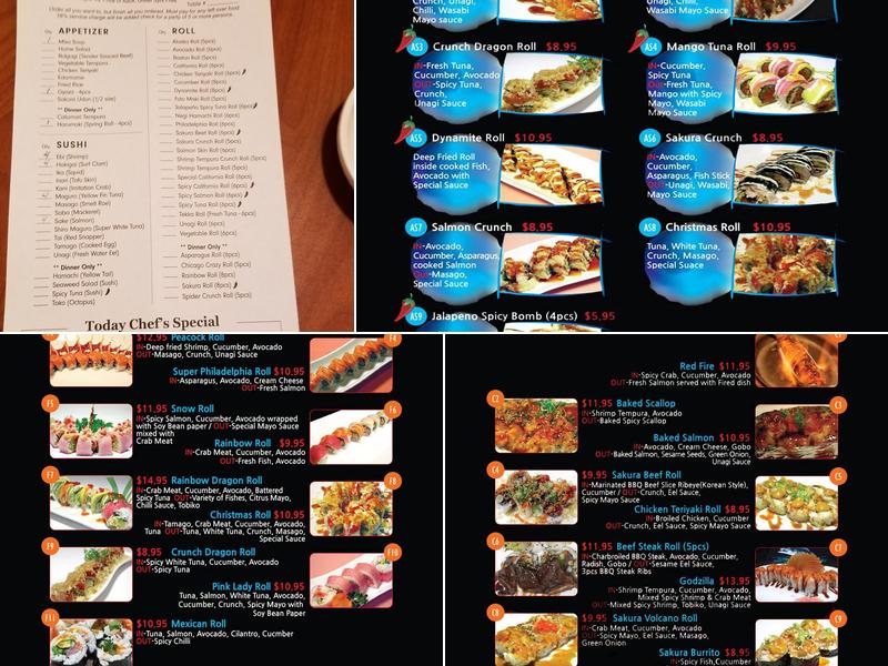 Sakura Japanese Restaurant Menu