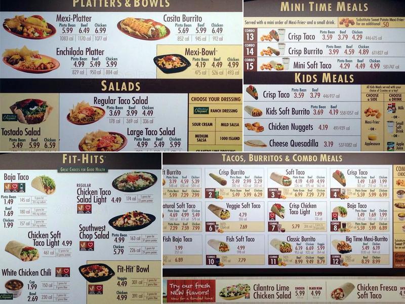 Taco Time Menu