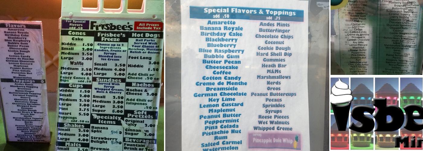 Frisbee's Menu