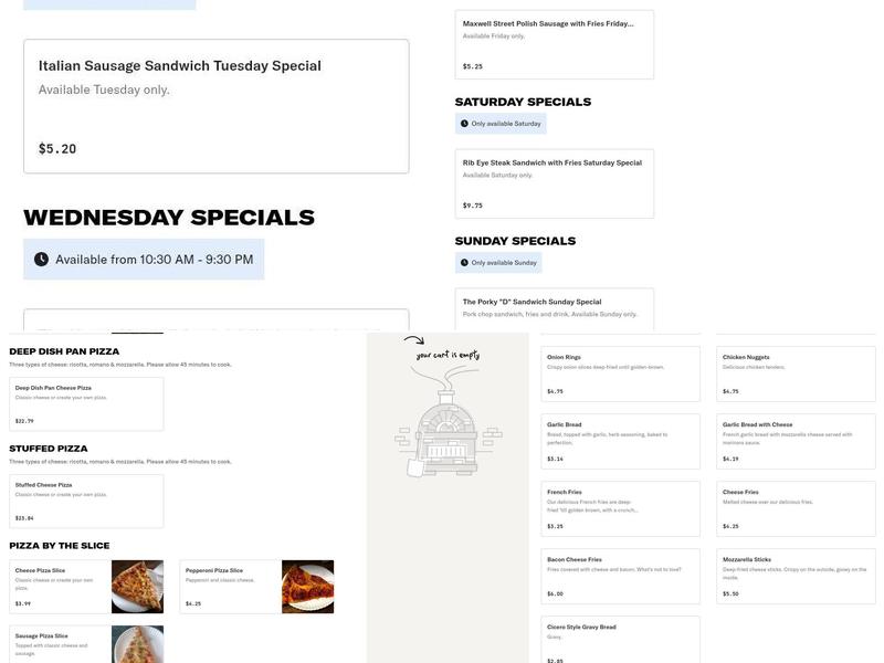 Casciani's Pizzeria Menu