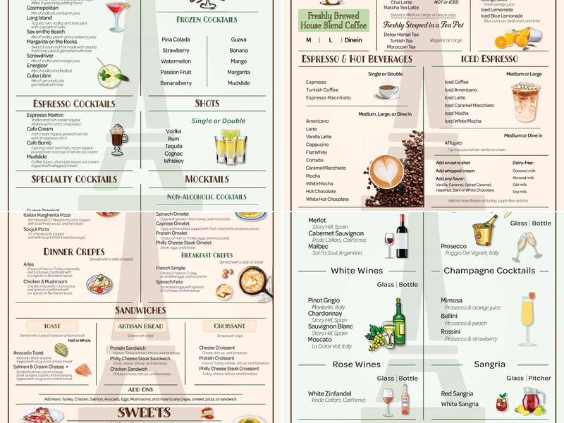 iCafe de Paris Menu