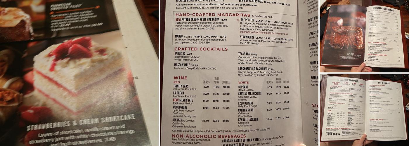 LongHorn Steakhouse Menu