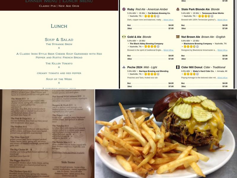 Father Tom's Pub Menu