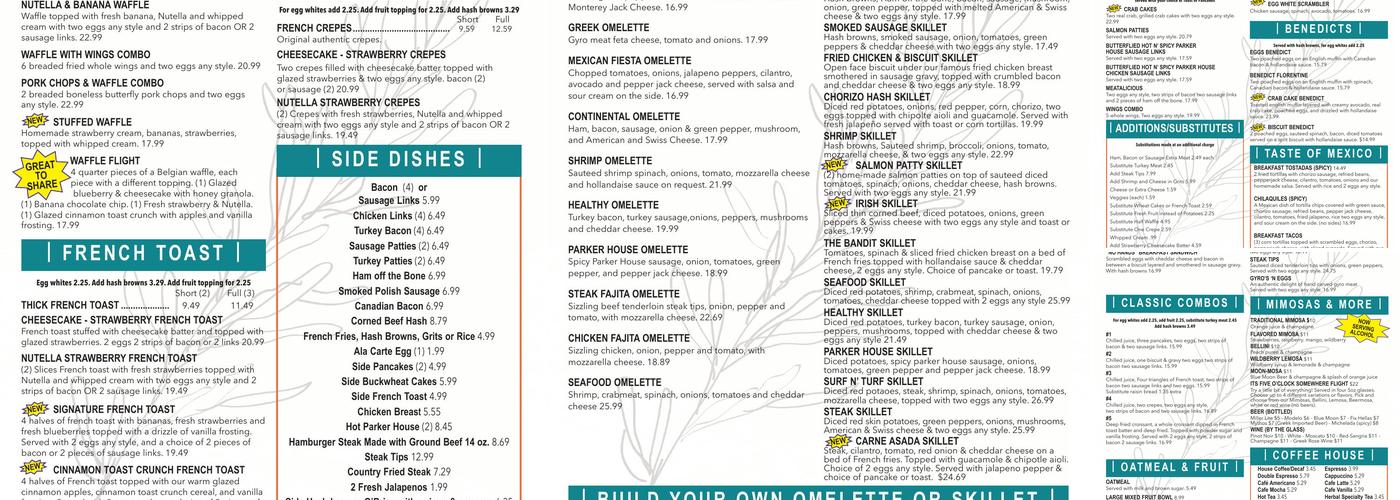 Continental House of Pancakes Menu