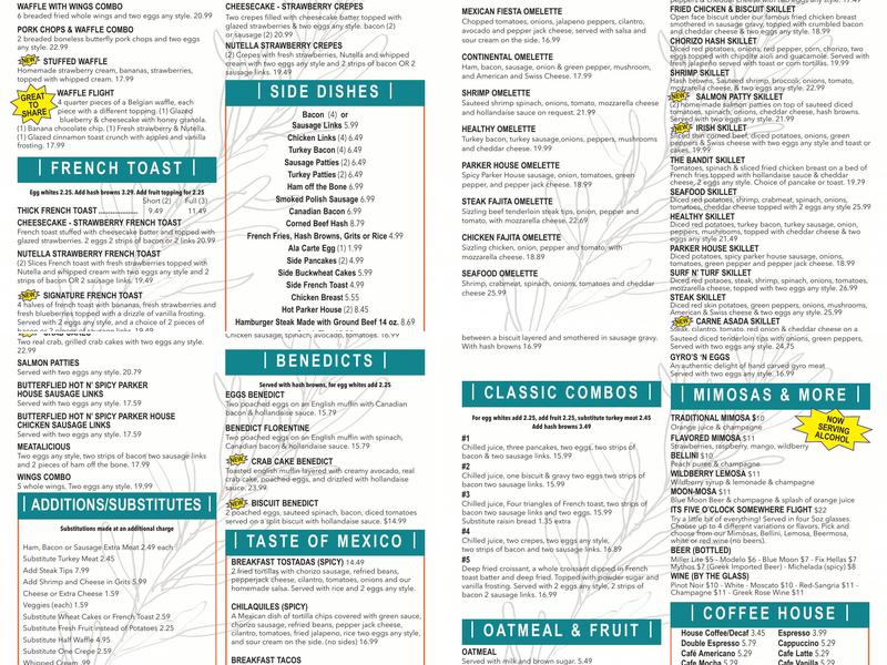 Continental House of Pancakes Menu