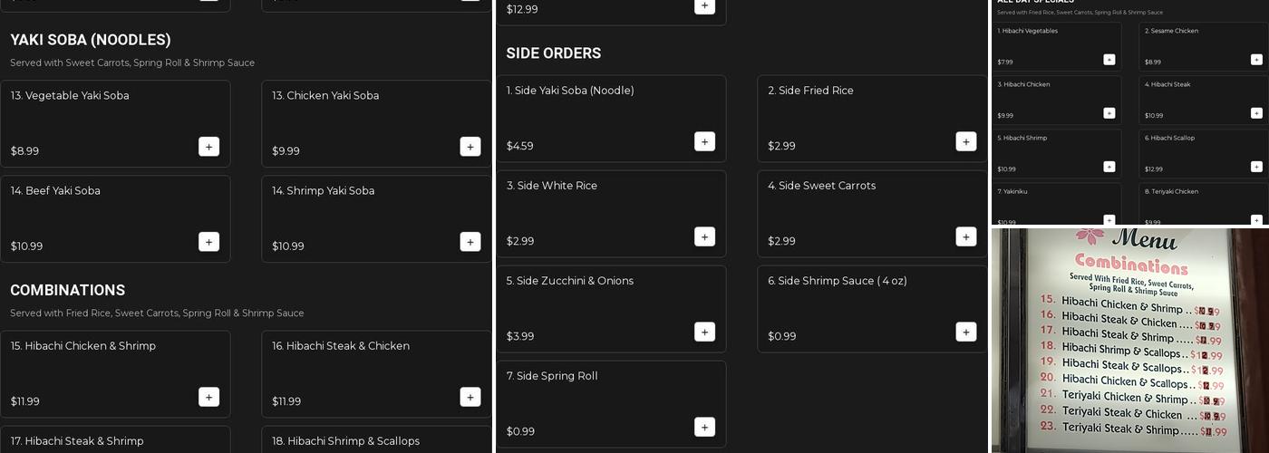 Sakura Hibachi Express Menu