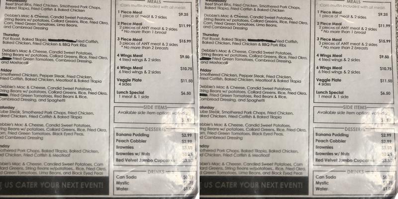 Soul 2 Go Express Menu