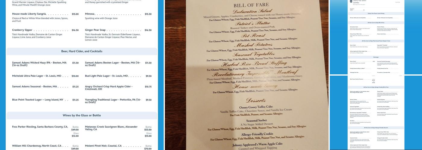 Liberty Tree Tavern Menu