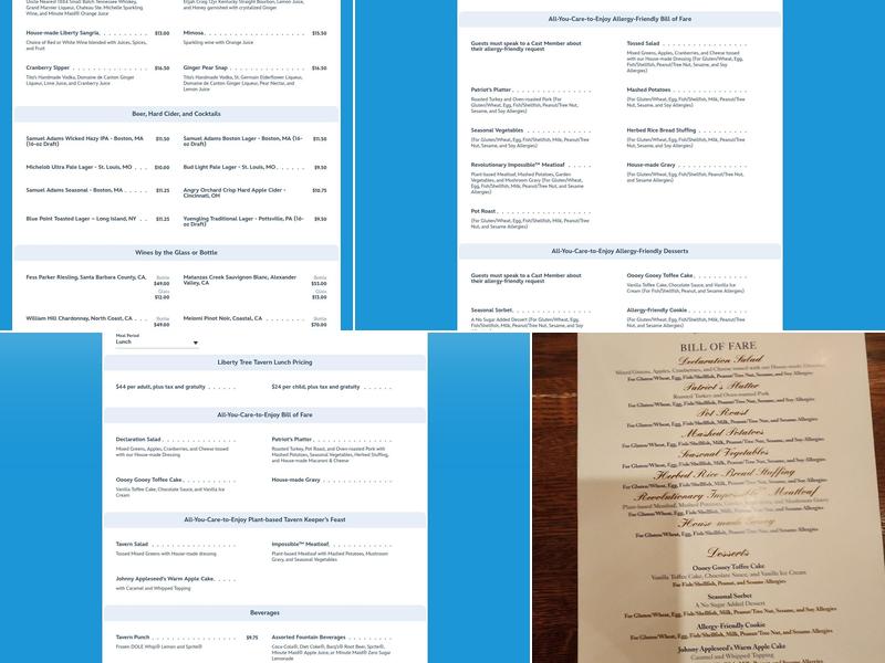 Liberty Tree Tavern Menu