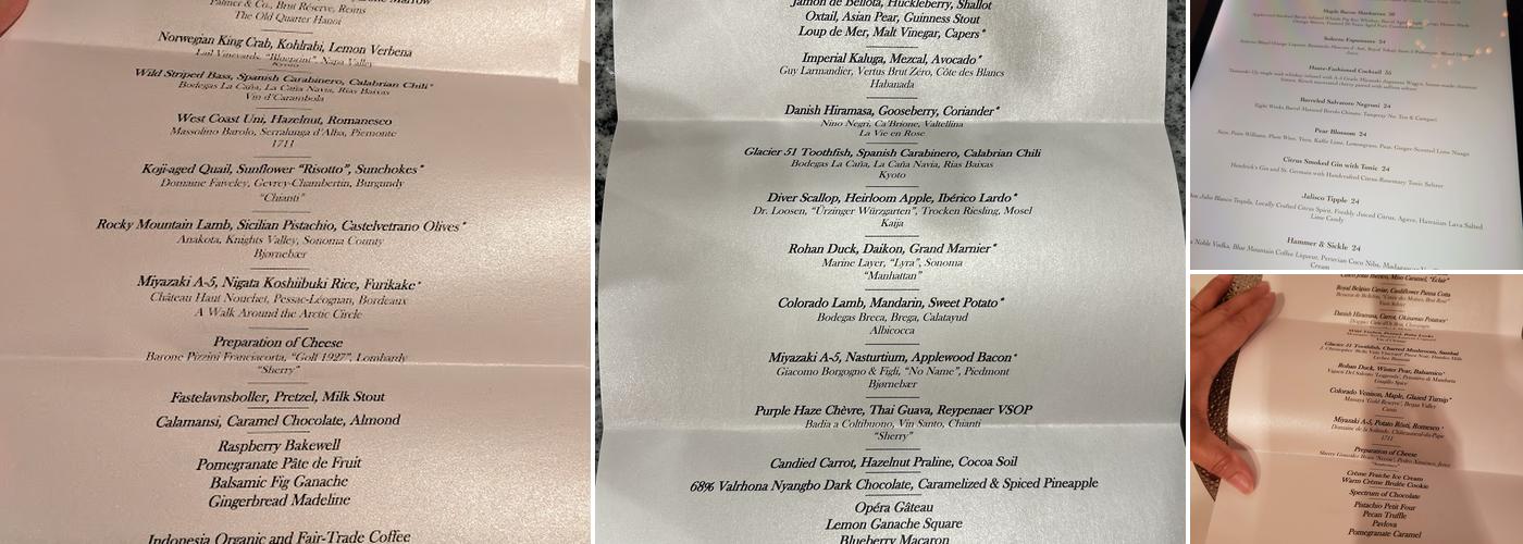 Victoria & Albert's Menu