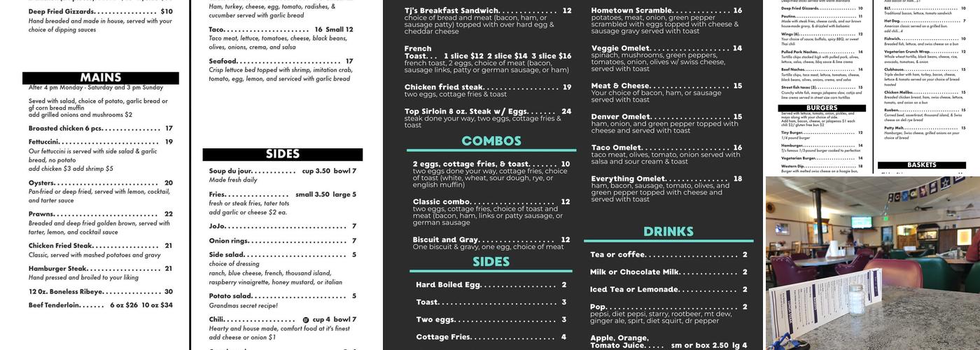Tj's Hometown Bar & Grill Menu