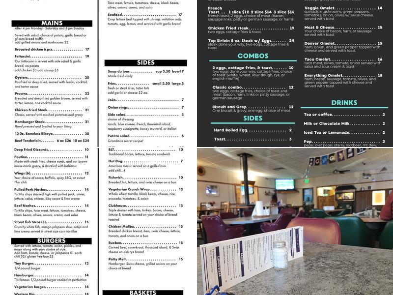 Tj's Hometown Bar & Grill Menu