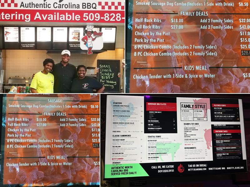 Betty Jean's BBQ Menu