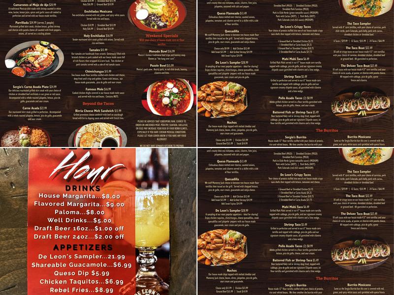 De Leon's Taco And Bar Menu