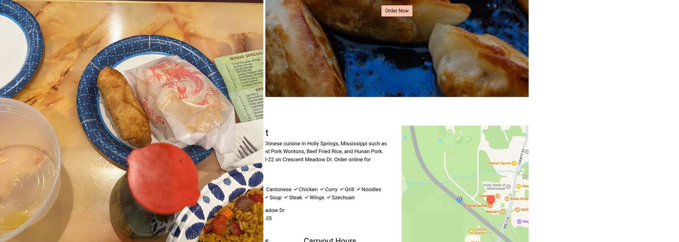 Panda Buffet Menu