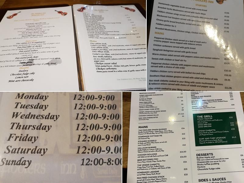Fiddlers Inn Menu