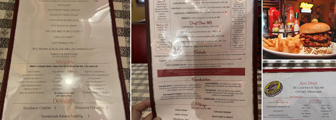 Ajax Diner Menu