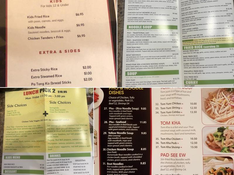 Lao and Thai Spicy Noodle Menu