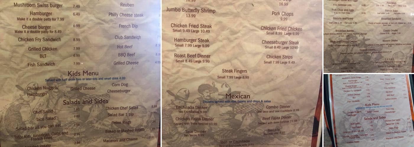 Blue Hereford Menu