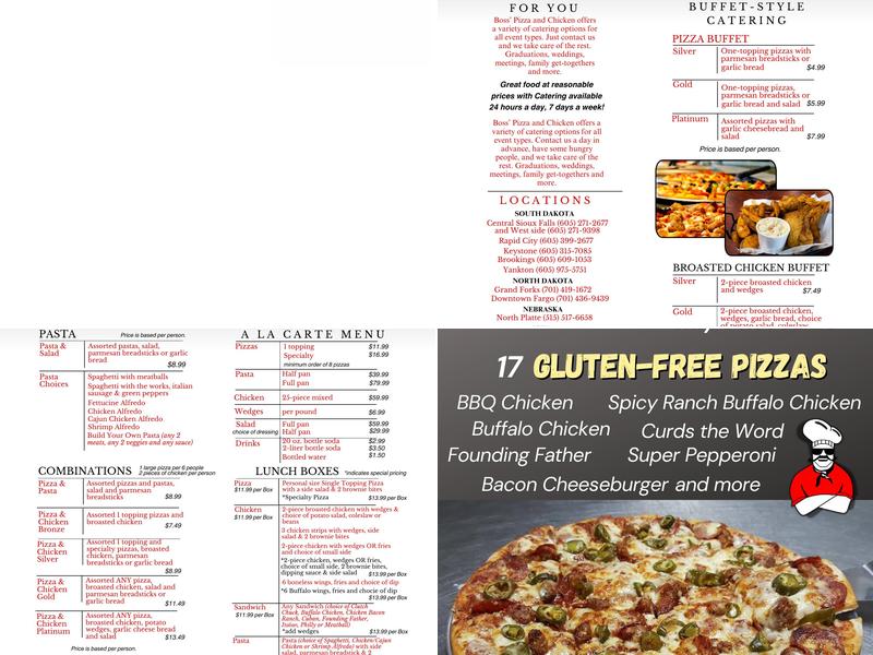 Boss' Pizza & Chicken Menu