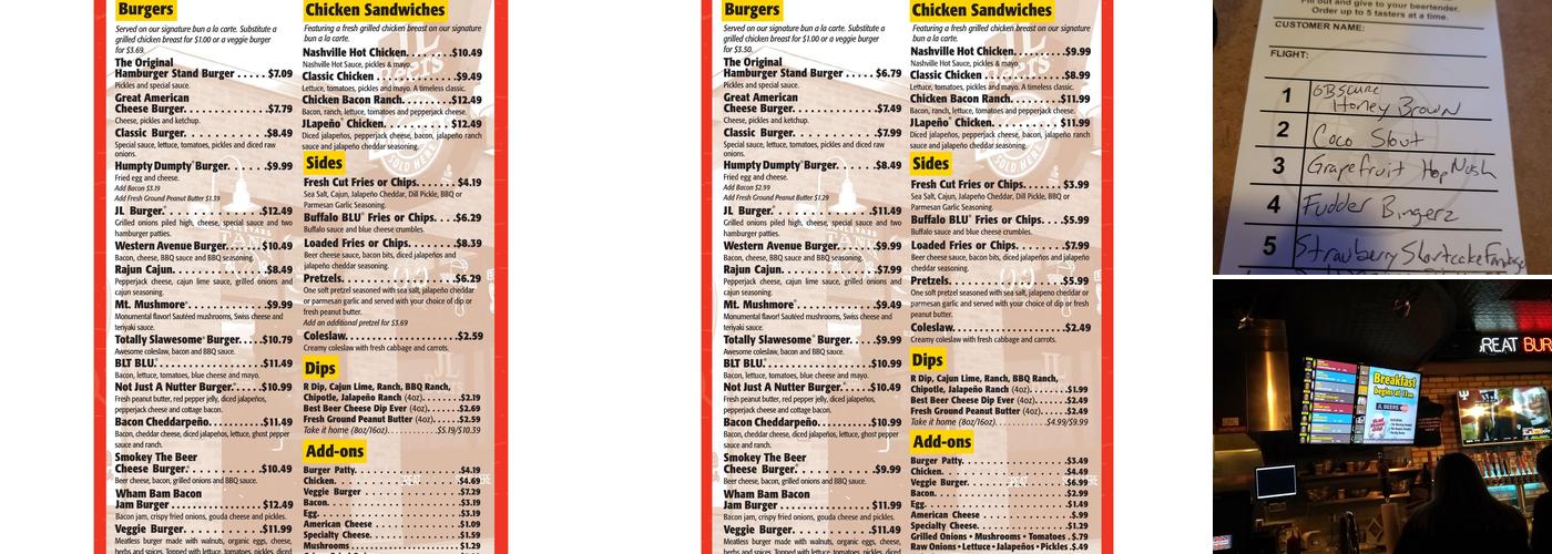 JL Beers Menu