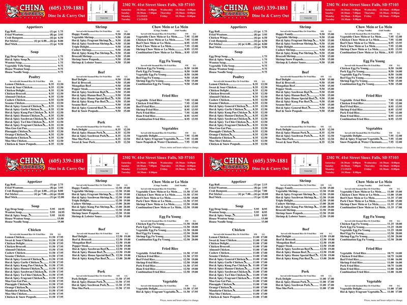 China Express Menu