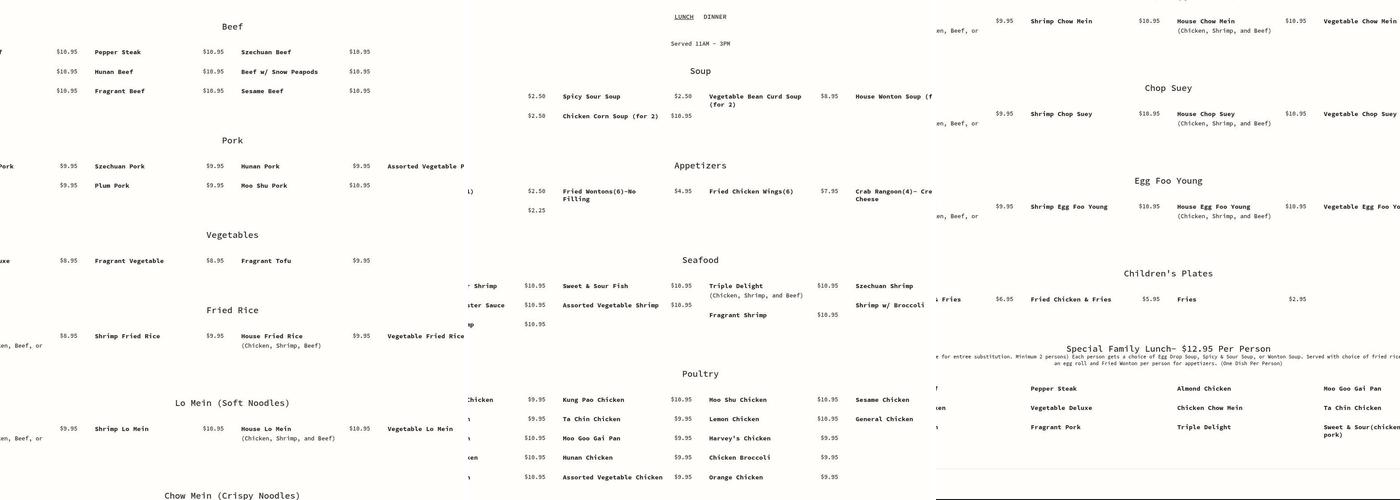 Golden Harvest | Chinese Restaurant Menu