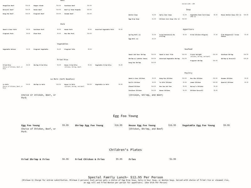 Golden Harvest | Chinese Restaurant Menu