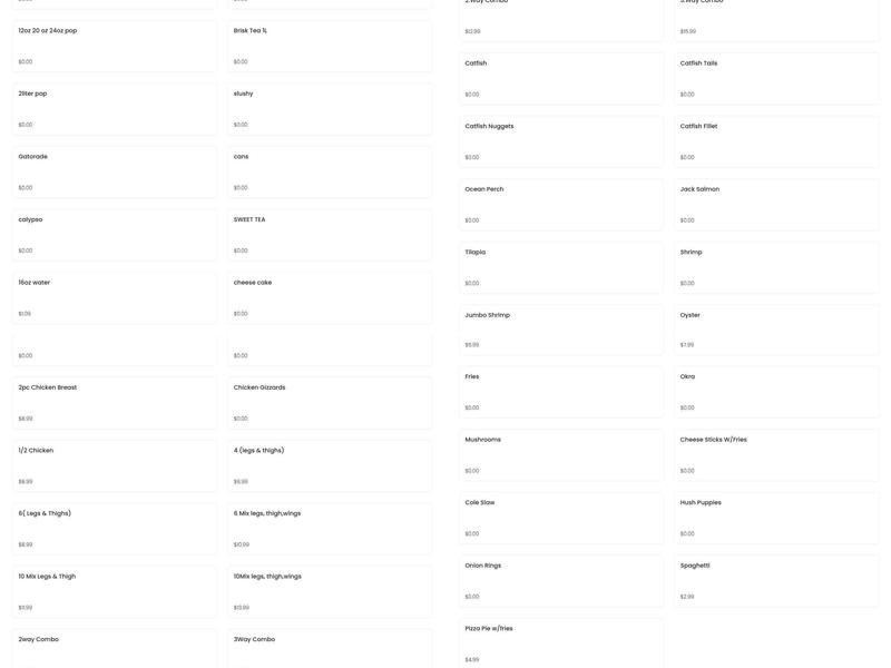 Sharks Fish & Chicken Menu