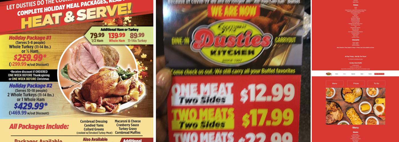 Dusties Southern Style Buffet Menu