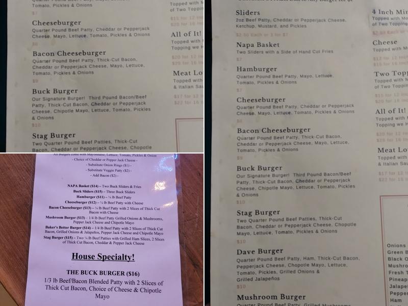 Bucksnort Pub Menu