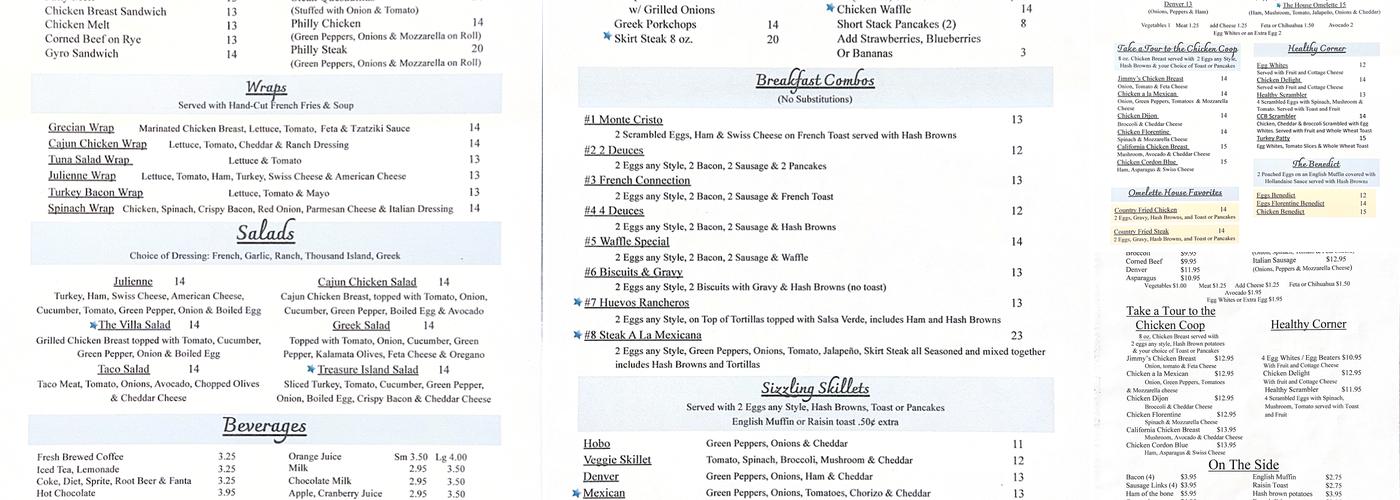Omelette House Menu
