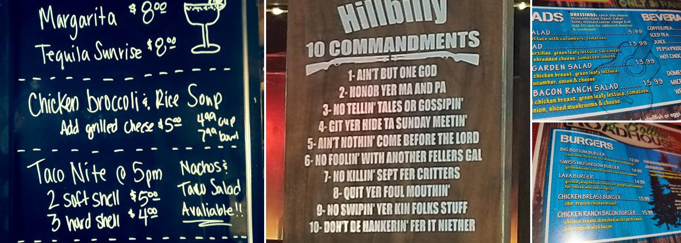 Big Bottom Roadhouse Menu