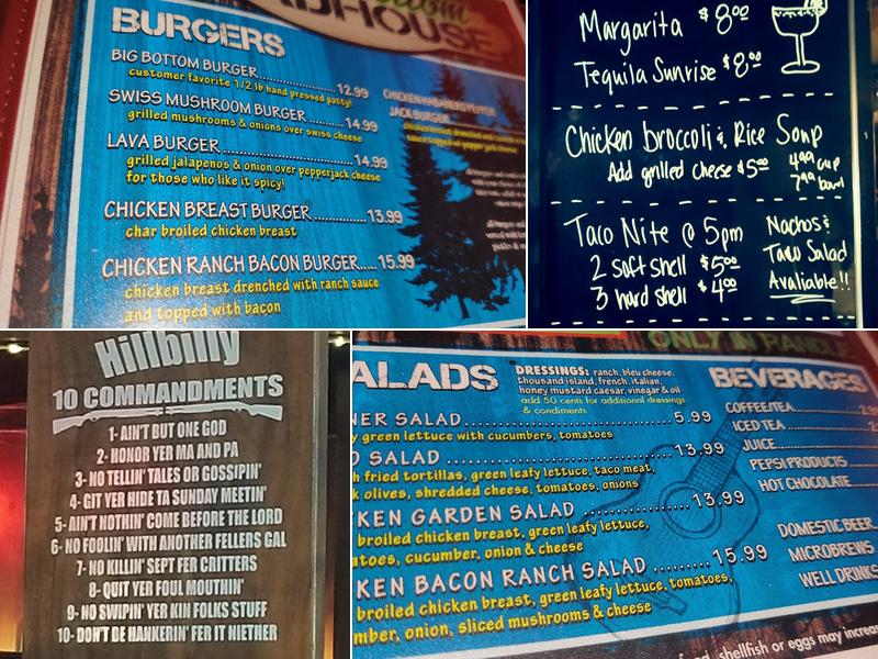 Big Bottom Roadhouse Menu