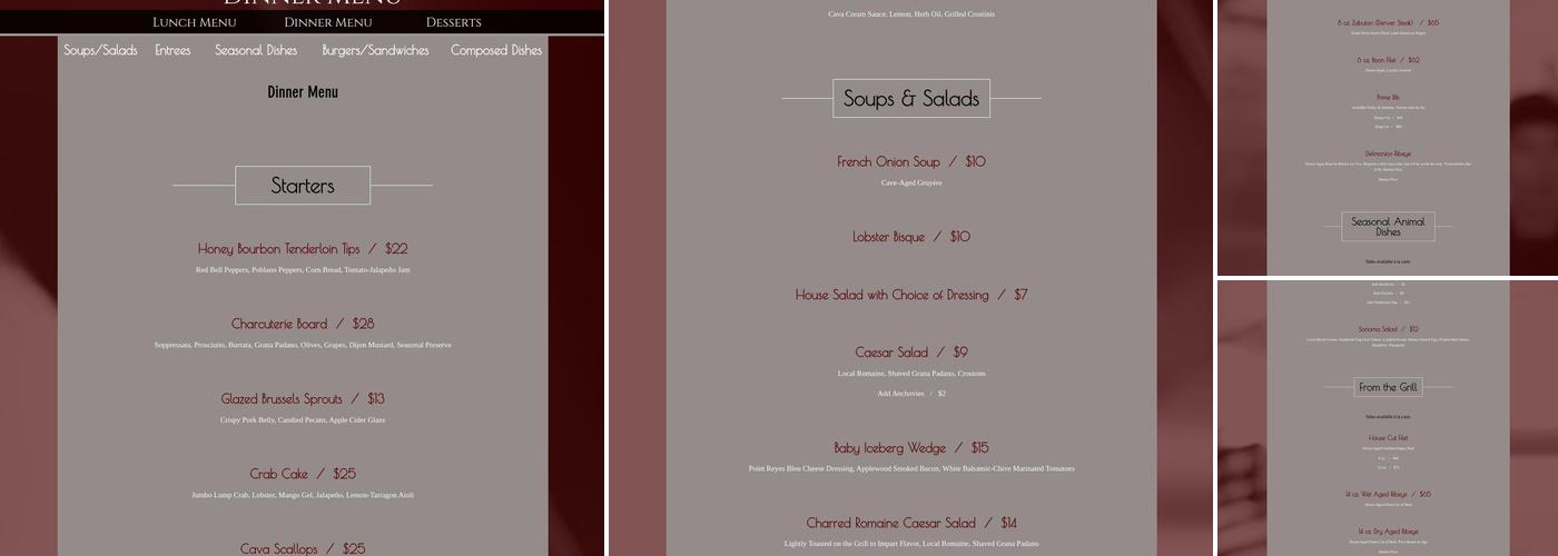 Delmonico Grill Menu