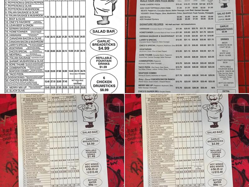 Chico's Pizza Menu