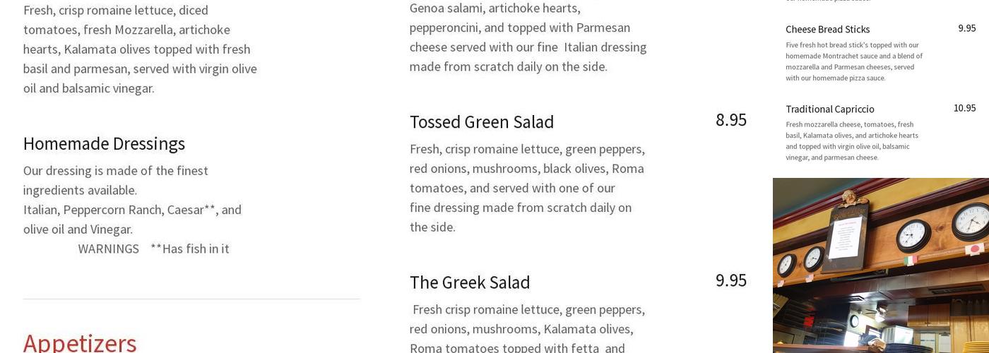 Pizza A' Fetta Cannon Beach Menu