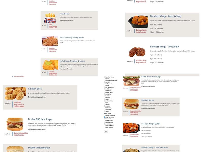 Amigos/Kings Classic Menu