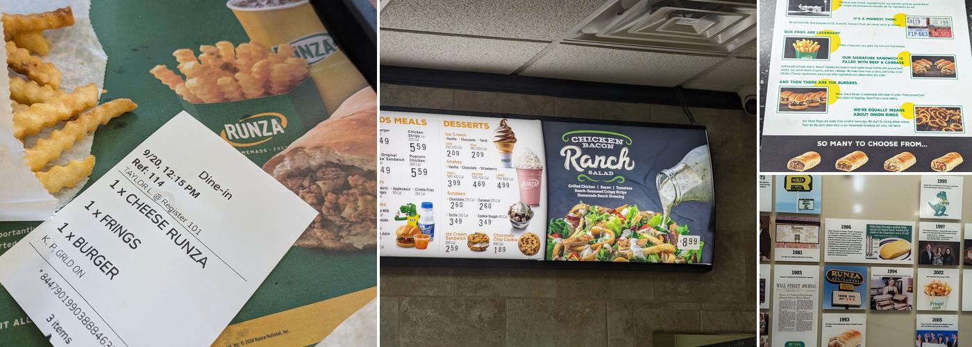Runza Restaurant Menu