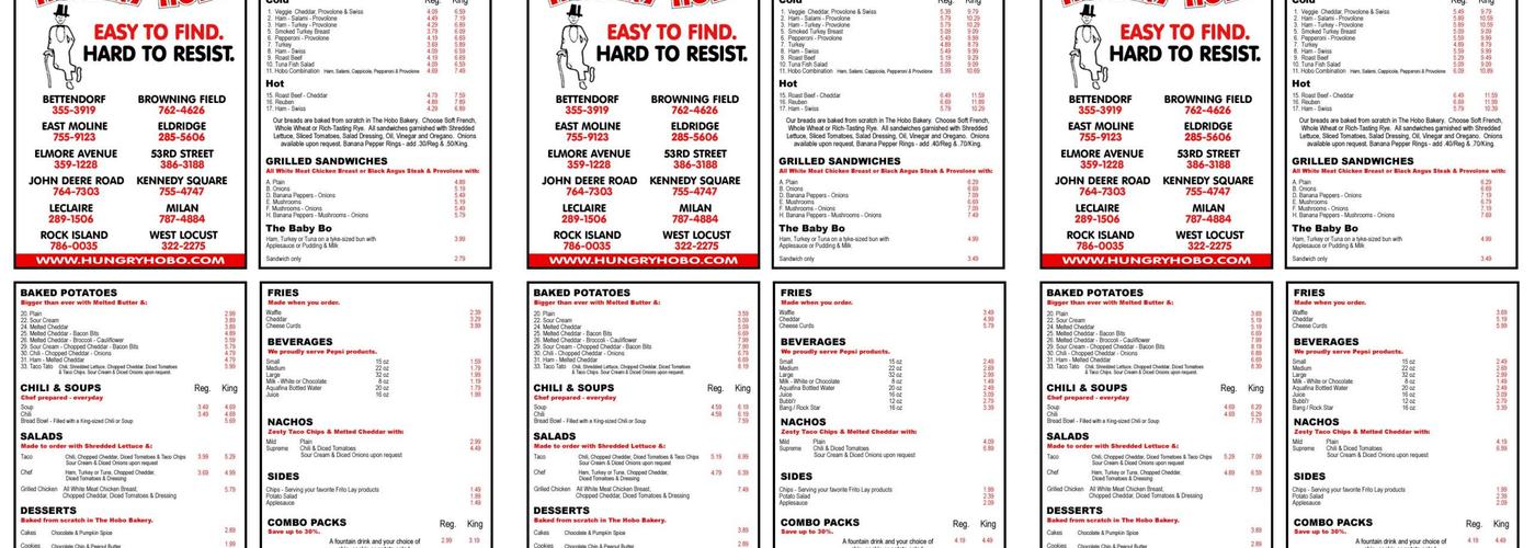 Hungry Hobo Menu