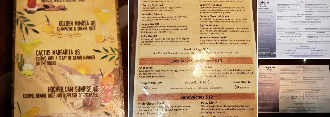 Bighorn Cafe Menu