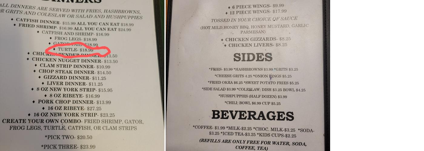 Griffis Cafe Menu